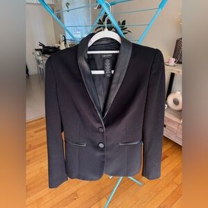Lord & Taylor Black Blazer with leather Trim